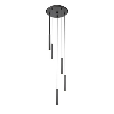 Z-Lite Forest 5 Light Chandelier, Matte Black, 12 In W x 12 In H 919MP12-5R-MB-LED