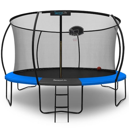 Serenelife 14FT Outdoor Trampoline for Kids, Blue SLTRMPK14BL