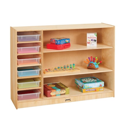 Jonti-Craft Adjustable Combo Mobile Straight-Shelf, with clear Paper-Trays 08220JC