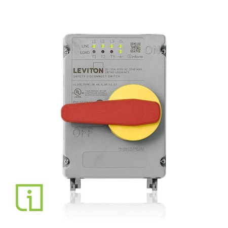 Leviton Disconnect Switch, Nonfusible, 3PST, Three Phase, NEMA 12, 13, 3R, 4, 4X, 6, 6P, Indoor/Outdoor LDS30-ACS