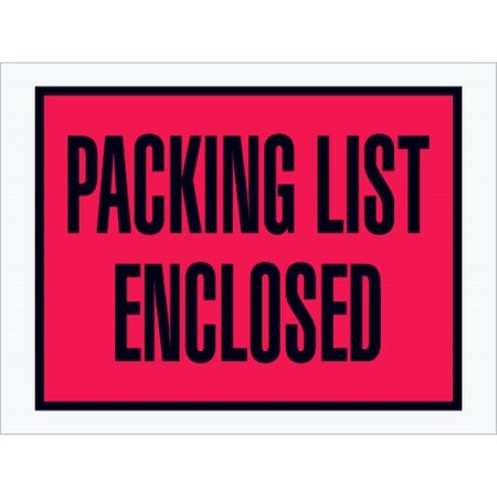 Zoro Select Packing List Envelopes, Red, PK1000 PL411