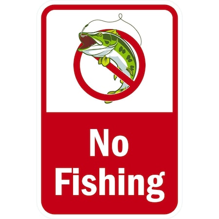 Lyle No Fishing (with graphic), 12x18, Non-Reflective, White G-4513-NA_12x18