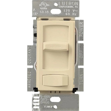 Lutron Lighting Dimmer, Slide, Decora, 300W, Ivory CTELV-303P-IV