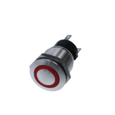Switch Components Anti Vandal 19mm Dia, 5P SPDT ON-ON, Red LED, IP67 PD-1E-DC-9-RL