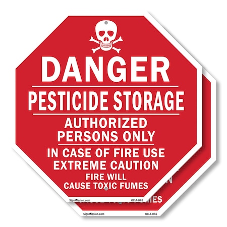 Signmission Danger Pesticide Storage Authorized, 10 inch X 10 inch, Plastic Sign, 2PK OC-P-2PACK-10-45