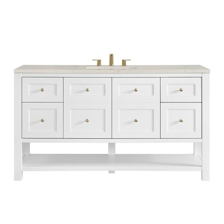 James Martin Vanities Breckenridge 60" Single Vanity, Bright White, w/ 3 CM Siberian Silestone Top 330-V60S-BW-3SFR