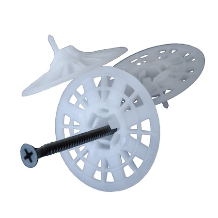 Trufast 2 in Plasti-Grip PBLP2 Prong Washer White Plastic Insulation Fastener Prong Wall Anchor, 1000PK PBLPP-2000