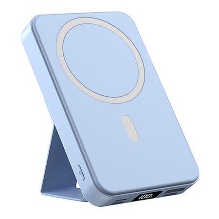 Alpha Digital Magnet Power Bank- 10,000mAh, Wireless Charge, Phone Stand -Blue ZL014-BL