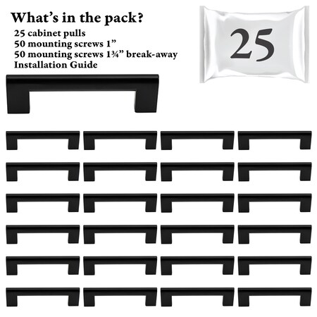 Designperfect 3-3/4'' Center-to-Center Bar Pull, 25PK DPA25S103BLK