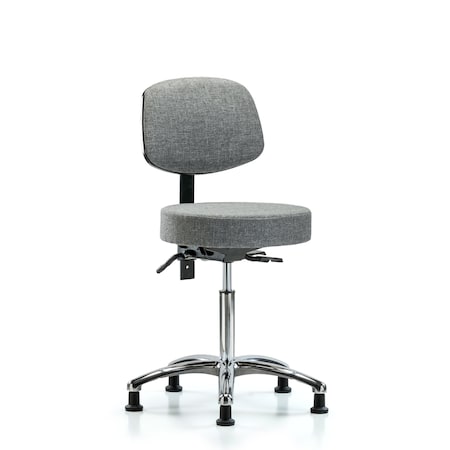 Blue Ridge Ergonomics Bench Stool, Med, Fabric, Bk Chrm, Glids, Gry BR-FMBST-CR-T0-NF-RG-F44