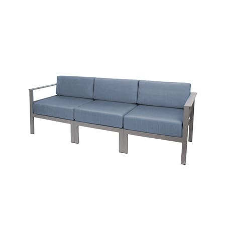 Bfm Seating Belmar 82in Outdoor Sectional Sofa with Sunbrella Cushions, Soft Gray Frame PH6101SG-14059