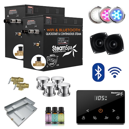 Steamspa 21KW Steam Bath Generator, Fully Wireless Remote, BLUETOOTH, WIFI, Auto Drain, Polished Chrome BKW2100CH-A