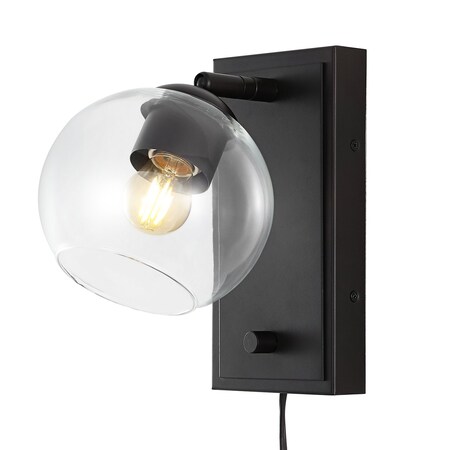Jonathan Y Hugo 6 in. 1-Light Minimalist Modern Plug-In or Hardwired Adjustable Iron LED Wall Sconce w/Rotary D JYL7567A
