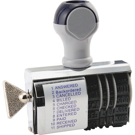 U.S. Stamp & Sign Rubber Date Stamp, 11 Phrases, 10-Year Date Band, 3/8" x 2", Gray T2754