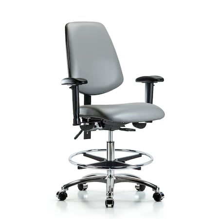 Blue Ridge Ergonomics Vinyl Chair, Vinyl, Adjustable Arms BR-VMBCH-MB-CR-T1-A1-CF-CC-8840