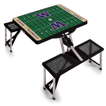 Picnic Time Family Of Brands Washington Huskies - Football Field - Picnic Table Portable Folding Table, Black 811-00-175-625-0
