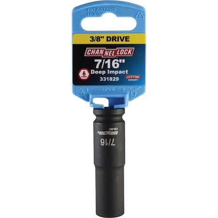 Channellock 3/8'' Drive 7/16'' 6-Point Deep Standard Impact Socket S1815800122110001