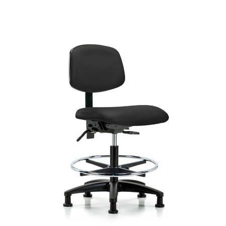 Blue Ridge Ergonomics Chair, Vinyl, Med Bench, CF Glides, Blk, No Arms, 22" to 29" Height, Black BR-VMBCH-RG-T0-A0-CF-RG-8540