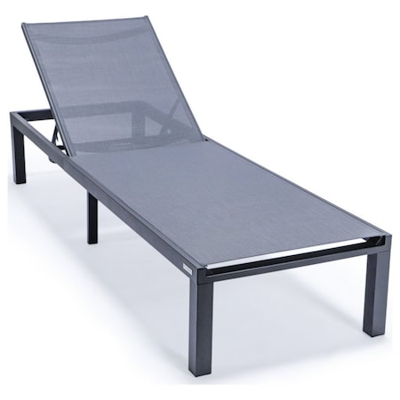Leisuremod Marlin Patio Chaise Lounge Chair with Black Aluminum Frame, Dark Grey MLBL-77DGR