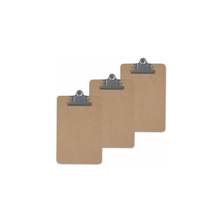 Universal Hardboard Clipboard, 1" Capacity, Holds 8 1/2 x 14, Brown, 3PK UNV40305VP