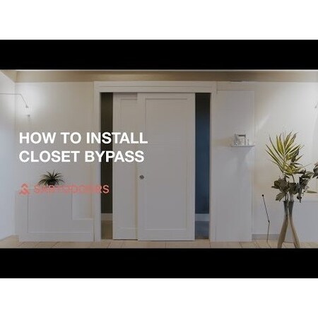 Sartodoors Sliding Closet Bypass Doors 56 x 80 inches, Planum 0040 Matte Black with White Glass, Sturdy Rails PLANUM0040DBD-BLK-56