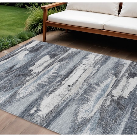 Homeroots 8' X 10' Gray And Silver Abstract Washable Indoor Outdoor Area Rug 612512