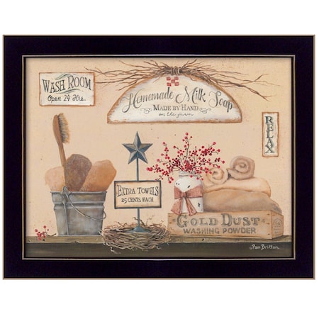Homeroots Wash Room 1 Black Framed Print Bathroom Wall Art 415300
