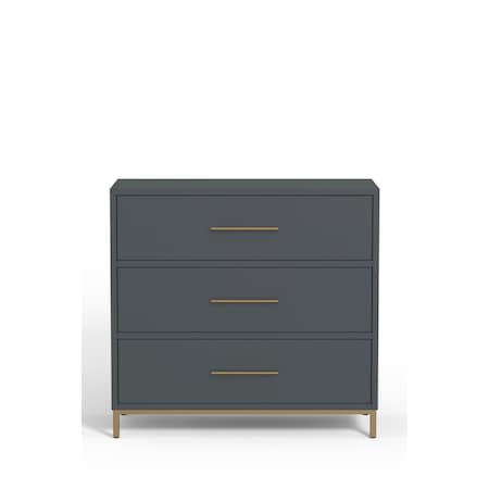 Homeroots 36" Gray Solid Wood Three Drawer Chest 524129