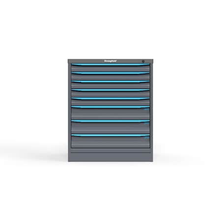 Strong Hold 8 drawer cabinet - (5x 2ft, 3x 4ft) - Blue accents - Keyed Different S3036-PPDAS-0802FS