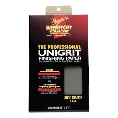 Meguiars Mirror Glaze Unigrit Finishing Paper, 9 in x 5-1/2 in, 3000 Grit S3025