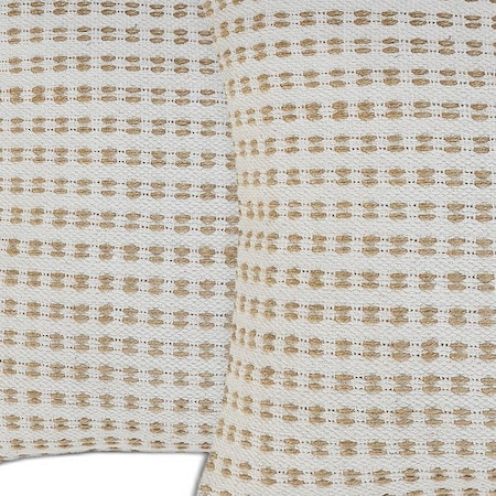 Homeroots Set of Two 20" Ivory And Natural Striped Cotton And Jute Throw Pillows, 2PK 588367