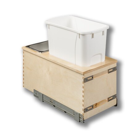 Century Components Kitchen Pull Out Waste Bin Container, 34 Qt White Single, Blum CASBM115-34PF