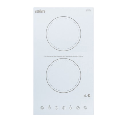 Summit 12in Wide 115V 2-Burner Radiant Cooktop CR2B15T2W