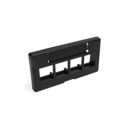 Leviton 4-Port Faceplate Fits Standard, Modular Furniture, Black W/Id Window 49910-SE4