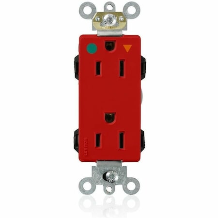 Leviton Hospital Grade Decora Receptacle, 15 Amp, 125 Volt MD820-IGR