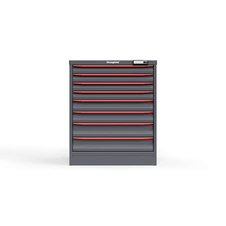 Strong Hold 8 drawer cabinet - (4x 2ft, 2x 3ft, 2x 4ft) - Red accents - E-Lock w/ Tracking S3036-PPTAS-0804DS