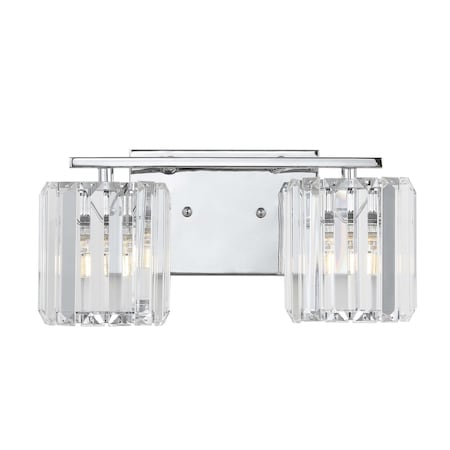 Jonathan Y Coco Prism Vintage 13.5" 2-Light Metal/Glass Classic Glam LED Vanity Light, Chrome JYL3553A