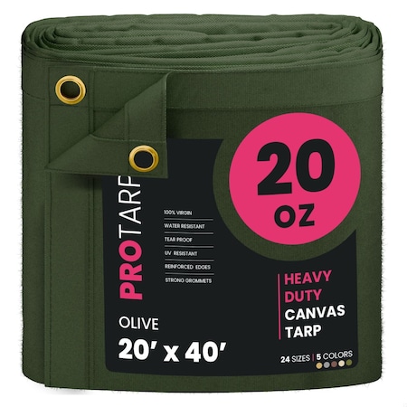 Protarp 20 ft. x 40 ft., 20 Oz, Olive, Polyester PT-403-20X40