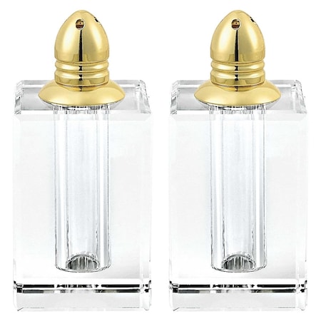 Homeroots Handcrafted Optical Crystal & Gold Large Size Salt & Pepper Shakers 376094
