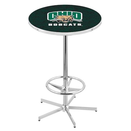 Holland Bar Stool Co 42" Chrome Ohio University Pub Table, 36" dia. Top L216C4236UnivOH