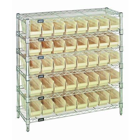 Quantum Storage Systems WIRE SHELVING UNIT W / IVORY BINS WR6-36-1236-101IV