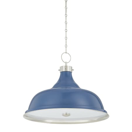 Hudson Valley Lighting Painted No. 1 4 Light Pendant in Polished Nickel/Soft French Blue by Mark D. Sikes MDS300L-PN/FBL