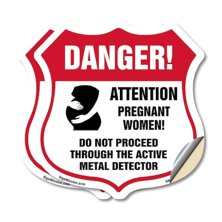 Signmission Pregnant Women Shield Sign Danger! Atten, 18 inch X 18 inch, Vinyl Decal, 2PK SHI-D-2PACK-18-433