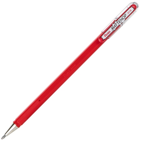 Pentel Hybrid MATTEHOP Gel Roller, 1.0mm, Matte Red Ink, 12PK K110-VB