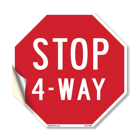 Signmission Stop 4-way, 10 Inch X 10 Inch, Vinyl Decal OC-D-10-8