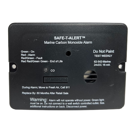 Safe-T-Alert 62 Series Carbon Monoxide Alarm - 24V Flush Mount - Black w/Relay 62-542-R-BL-24V