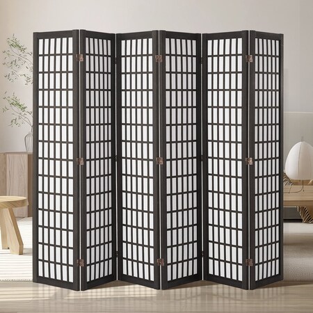 Vevor Room Divider Japanese Wall Divider 4 Pane for Room Separation (Black) SS-001-6P-BL