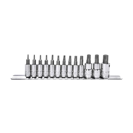 Genius Tools 13PC 1/4 & 3/8in Dr. Tamperproof Star Bit Socket Set BS-2313TP