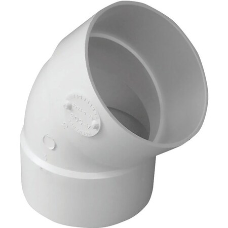 Canplas Pipe Elbow, 6 in, Hub, 45 deg Angle, PVC, White 414186BC