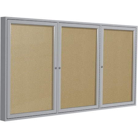 Ghent Enclosed Rubber Bulletin Board 48"x96", 3 Door PA34896TR-TN